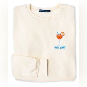 Kiel James Patrick Cream Crewneck Sweater with Embroidered Cocktail